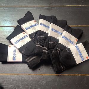 Bombas Men's Black and Gray Athletic Socks UNISEX  BUNDLE LISTING 7 PAIRS